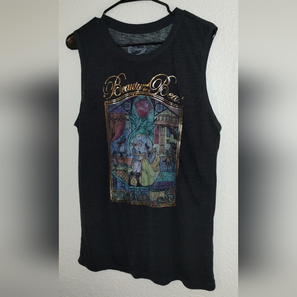 DISNEY'S BEAUTY & THE BEAST SHEER SLEEVELESS TOP/TANK TOP, SIZE LARGE - Picture 4 of 8